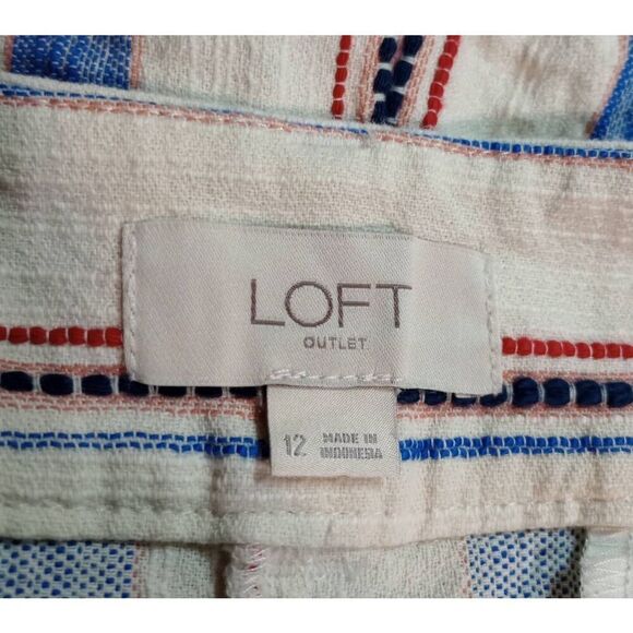 Loft Shorts Ladies 12 Cream Red Blue‎ Chino - Picture 4 of 7
